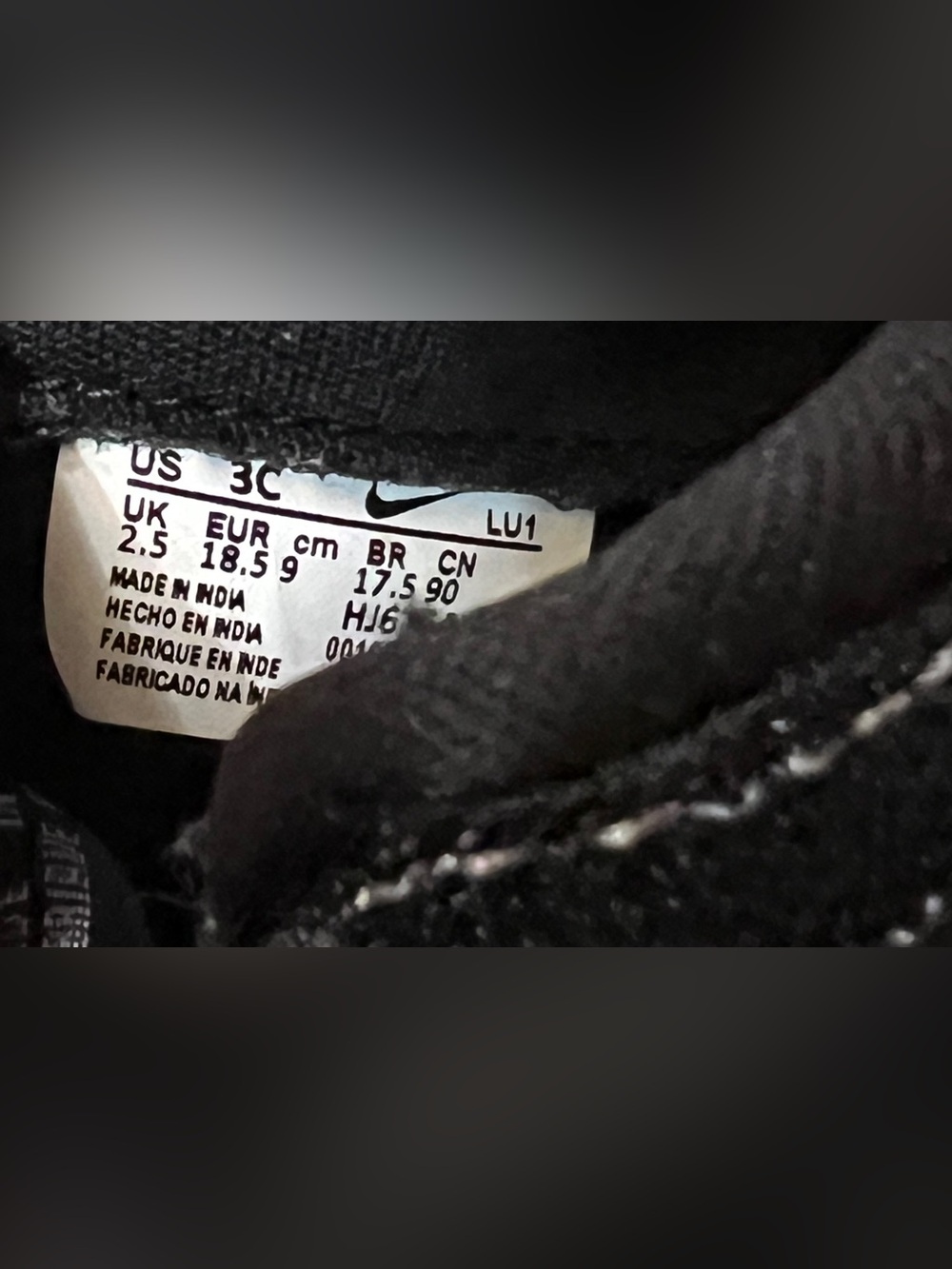 Toddler Size 3 Nike Force 1 Black Sneakers with Light Purple Swoosh - Picture 7 of 7